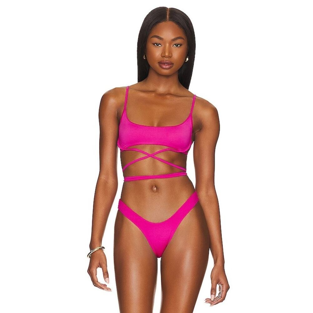 Monica Hansen Beachwear NWT Money Maker Tube Bikini Top/Bottom in‎ Pink Small